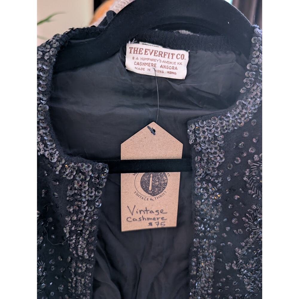 SUPER SALE: Cashmere (Angora) Vintage Sequined sweater S - Picture 2 of 3